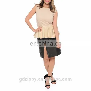 Felling Pretty Peplum Top Beige Ladies Casual Clothes For Summer thumbnail-6