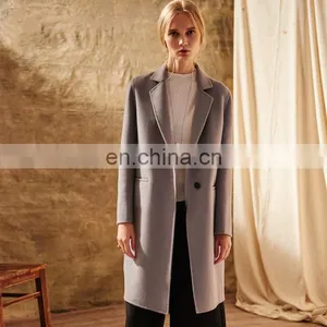 Fashion European Women's Coat 100% Wool Comfortable Cashmere Wool Coat thumbnail-1