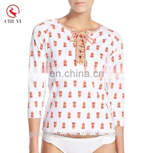 Custom Made Sublimated Long Sleeve Upf 50 Women Spandex Lycra Rash Guard thumbnail-1