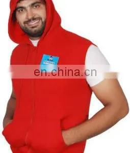 Red Sleeveless Zipper Hoodie thumbnail-1