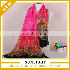 High Quality Hoot Design Printed Polyester Voile Material Ladies Scarf thumbnail-1