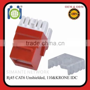 Cat6/Cat5e 110 Style 180 Degree Punch Down Keystone Jack RED TAA GSA thumbnail-1