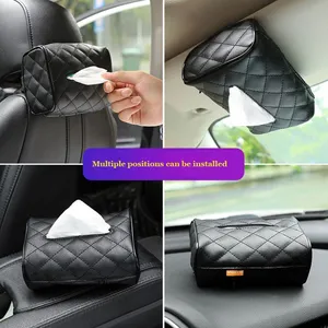 Wholesale Creative Car Sun Visor Tissue Box Napkin Storage Holder for Car Seat Back Mounted Hanging Paper Towel Cover thumbnail-1