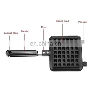 Non Stick Waffle Iron Waffle Maker Mold Pan Sandwich Maker Square Round Cast Aluminum Waffle Pan thumbnail-4