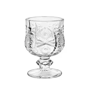 Vintage Sublimation New Dessert Cups Glass Ice Cream Cup Engraved Glass Cup Set Of 6 Wine Glass thumbnail-1