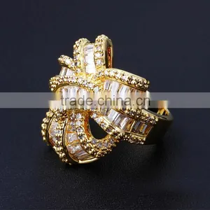 New African Design Wedding Luxury Style Baguette Zircon Crystal Women CZ Jewelry Ring thumbnail-4