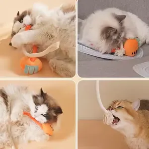 Eco-Friendly Cotton Pet Bite Rope Interactive Dog and Cat Chew Toy Plush Teaser Stick Plush Chew RopeToy With Catnip for Cats thumbnail-4