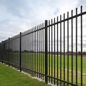 Customized Design Galvanized Steel Rods Wrought Iron Square Round Tube Boundary Wall Panel Cheap Home Garden Steel Fence Panel thumbnail-4