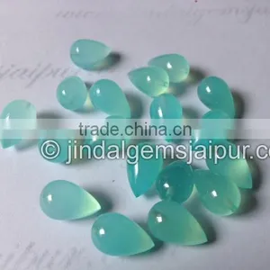 Loose Gemstone Aqua Chalcedony Smooth Half Drill Drops Back Drill thumbnail-1