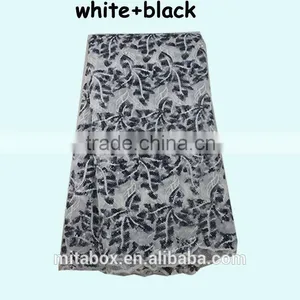 2014organza Lace Fabric Hot Sale OG0182white+black thumbnail-1