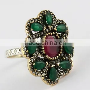 Antique Look Ring With Brass, 925 Silver Jewelry, Online Silver Jewelry thumbnail-1