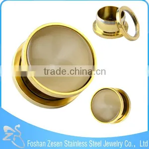 Gold Plated Stainless Steel Single Semi Precious Stone Ear Plug thumbnail-4