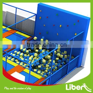 Multi Color Safety Padding Blue Mat Custom Color Large Gymnastics Trampolines for Sale With Climb Rock Wall thumbnail-4