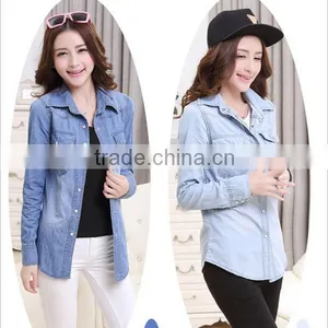 China Factory Cheap Price Women Denim Shirt Dress Wholesale thumbnail-1