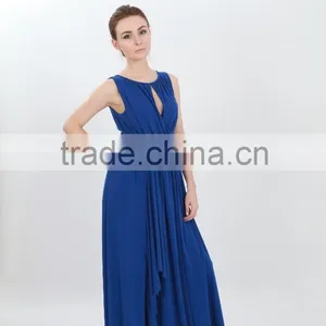 Royal Blue Chiffon Sleeveless Floor Length Latest Formal Dress Patterns thumbnail-4