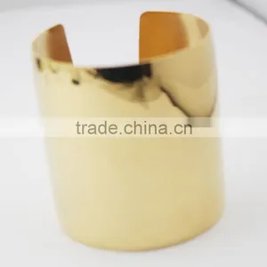 Fashion New Plain Hand Gold Plated Ultra Wide Cuff Bangles For Women Statement Jewelry Punk Charm Metal Opening Bangle Bracelets thumbnail-4