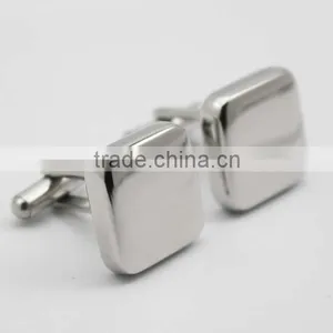 Silver Metal Thick Cufflinks Blanks Custom Square Cufflinks Engravable thumbnail-3