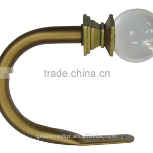 Renaissance Gold Crystal Ball Curtain Finials With Metal Hooks Curtain Tieback Hooks thumbnail-1