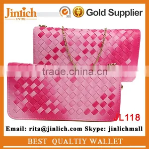 European Style Zipper Designer Beautiful Wallets Metal Chain Purse for Female Lady thumbnail-1