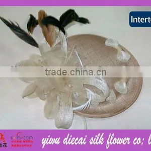 2013 Lady's New Wholesale Flower/feather Decorated Sinamay Church Hair Ornament thumbnail-1