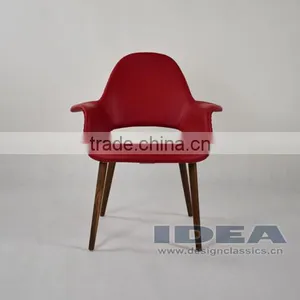 Replica Eero Saarinen Organic Chair - Red Genuine Leather thumbnail-2