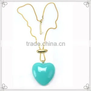 Green Heart Resin Stone Necklaces For Women thumbnail-1