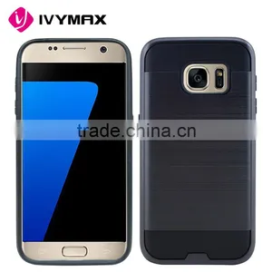 IVYMAX 2016 Hot Selling Brushed Metal Texture Black Hybrid Case Cover For Glaxy S7 G930 G930FD thumbnail-1