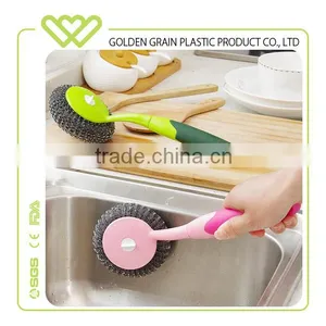 Factory Cheap Long Handle Steel Ball Brush Colour Pot Brush Wholesale thumbnail-1
