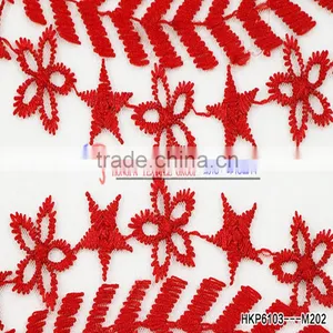 Popular Items For Geometric Fabric Red Milk Silk Geometric Patterns Blockbuster Lace Embroidery High-grade Fabrics thumbnail-4