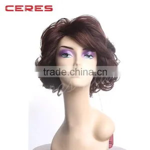 Natural Wig Heat Resistent Synthetic Hair Sexy Bob Style Black Brown Blonde Auburn for Regular Wear or Cosplay thumbnail-1