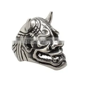New Cool Punk Man's Titanium Steel GENUINE Quality Black Skull Ring Size thumbnail-2