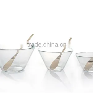 Clear Glass Salad Bowl With Wood Spoon thumbnail-1