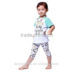 2016 Kaiya Summer Kids Girls Printed and Enbrodery Designs T-shirt and Pant thumbnail-2