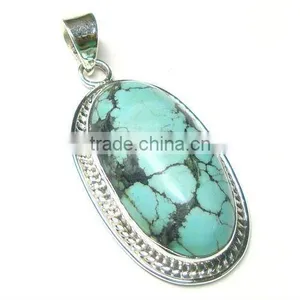 925 Semi Precious Turquoise Gemstone Jewelry Fashion Pendant thumbnail-1