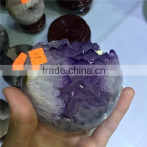 Natural Agate Geode Amethyst Geode Sphere Smile Crystal Ball thumbnail-4