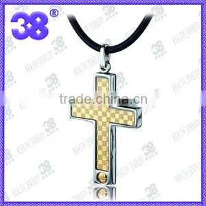 Wholesale China 316L Steel Gold Foil the Cross of Jesus Christ Magnetic Pendant Silicone Necklace Zircon Charms Pendant thumbnail-1