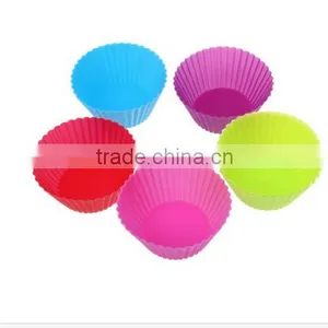 Silicon Cake Cups / Silicone Cake Baking Cup Set Kitchen Craft Tool Colorful Round Shape thumbnail-1