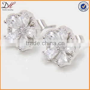 Daihe AAA Zircon Flower Lady Earrings Studs Copper Shining Custom Earrings thumbnail-1