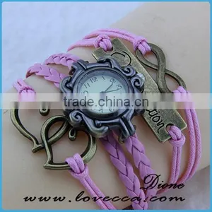 Wholesale Women Fashion Jewerly Braided Leather Infinitely Skull Bracelet thumbnail-2