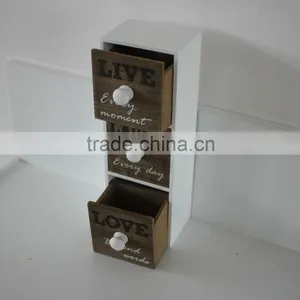 New White Wood 3-tier Tags Drawer thumbnail-3