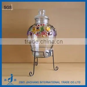 12L Hand Painted Glass Bottle for Liquid With Tap thumbnail-1
