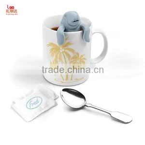 Free Mould! Wholesale Silicone Manatee Tea Diffuser Infuser,silicone Loose Tea Leaf Strainer, Silicone Tea Herbal Spice Filter thumbnail-1