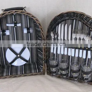 Fashion Willow Picnic Basket for 4,with Hand and Lining thumbnail-1