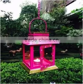 Lantern With Mtaching Hanging Chain In Pink thumbnail-1