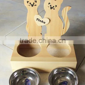 Factory Direct Small Wooden Cat Feeder/wood Cat Bowl thumbnail-4