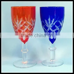 2017 China Traditional Made Overlay Etched Pink Wine Glass thumbnail-1