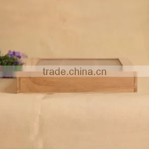 Exquisite Transparent Cover Wooden Cosmetics Storage Box, Square Wood Lattice Packaging Box thumbnail-3