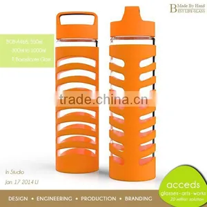 Colorful Silicone Holders Protected Glass 300ml Soft Drink Bottle thumbnail-1