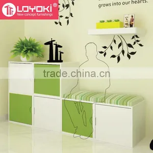 Colorful DIY Assembly Wood Cabinet MDF Stackable Cube Organizer Cube Storage Home Wood Furniture 2 Tier Storage Boxes thumbnail-3