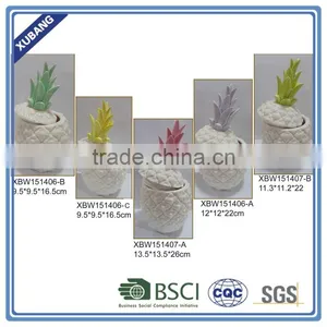 Ceramic Pineapple Shaped Gold Glazed Storage Jar Candy Chocolate Pot Drink Container thumbnail-1